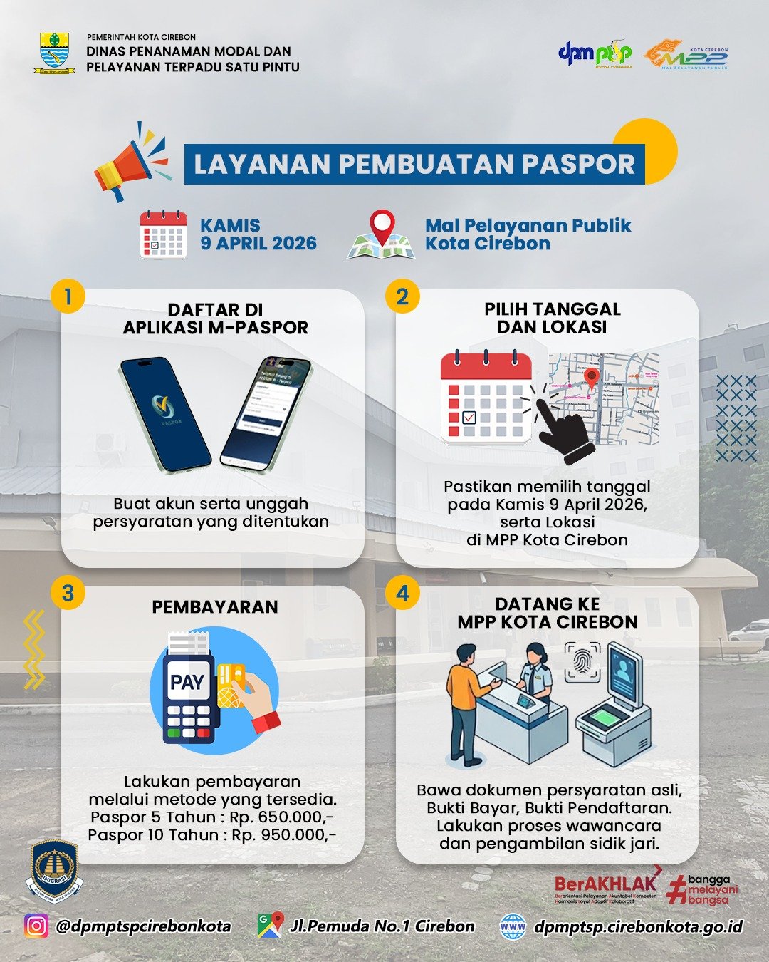Layanan Pembuatan Paspor di MPP Kota Cirebon Periode Bulan April 2026