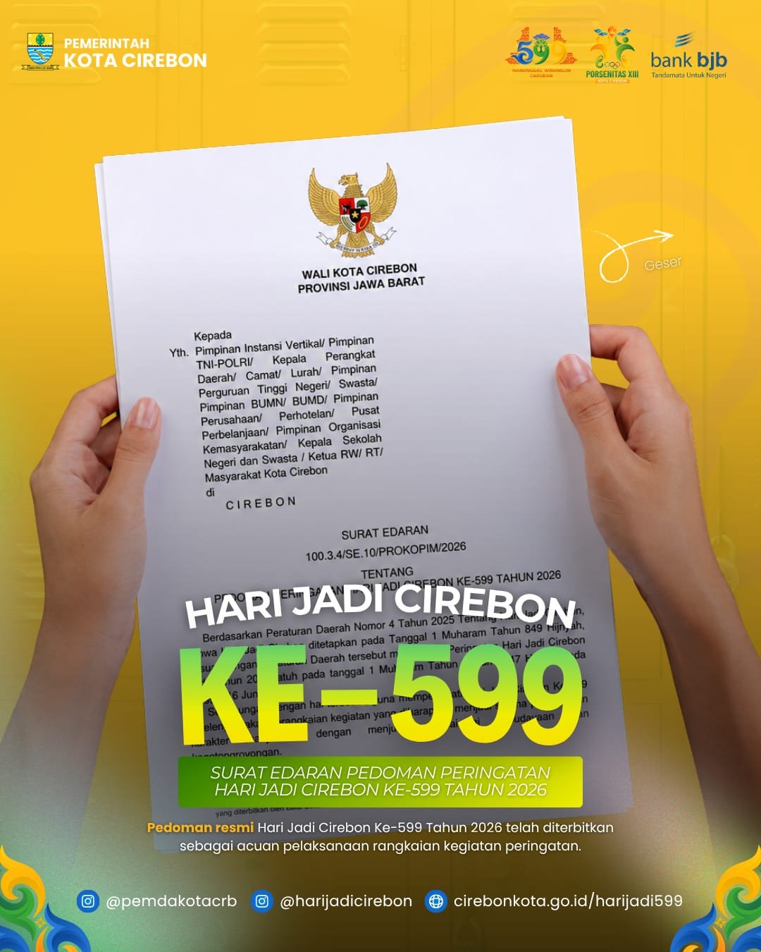Ayo Ramaikan pada Surat Edaran untuk Pedoman dalam Rangka Hari Jadi Kota Cirebon ke - 599